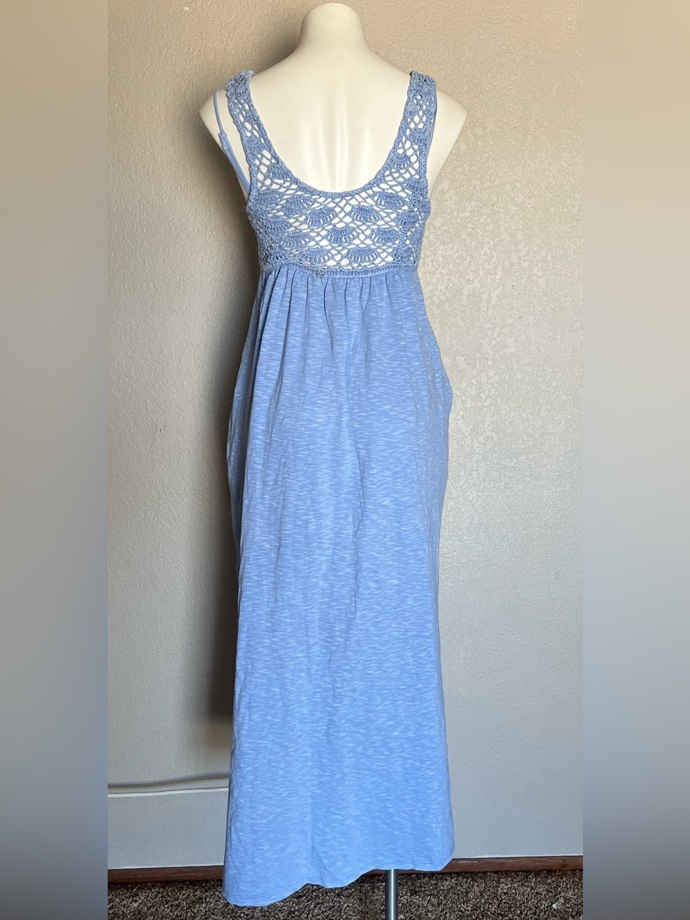Aerie Crochet Maxi Dress | Ocean Sky Blue | Size Medium | NWT Coastal Boho Dream - Picture 5 of 6